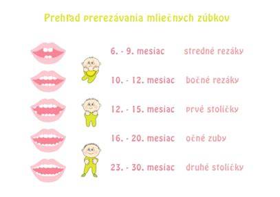 Infografika: Poradie prerezávania mliečnych zubov a časový rámec