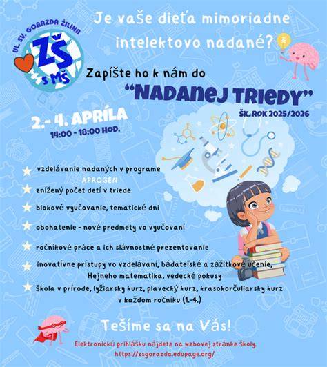 Infografika: Prehľad prejavov a potrebných prístupov k nadaným deťom