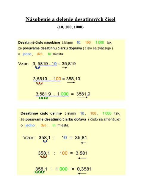 Infografika: Základný postup násobenia a delenia desatinných čísel