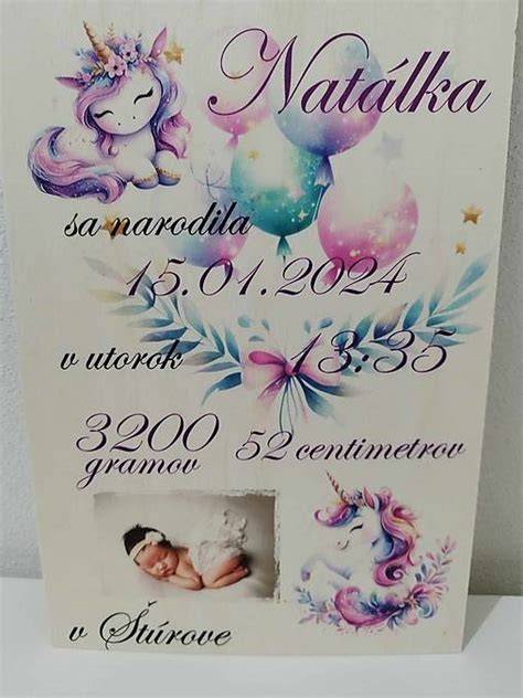 Príklad tabulky narodenia dieťaťa so základnými údajmi