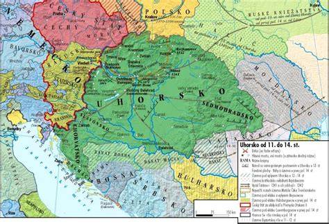 Mapa stolíc Uhorska a Notícií s vyznačenými stolícami