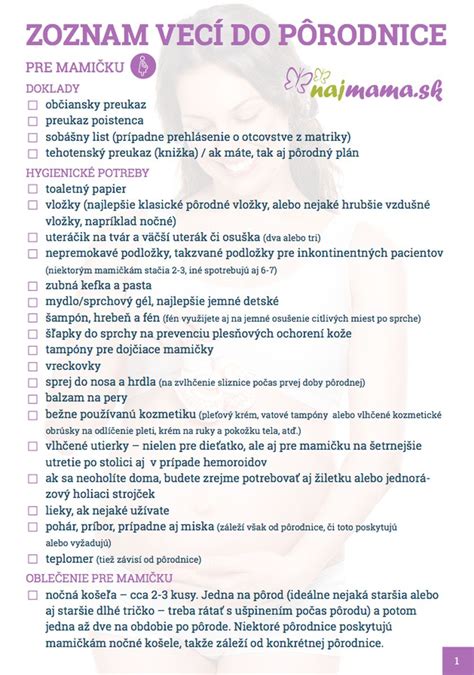 Zoznam vecí pre bábätko do pôrodnice