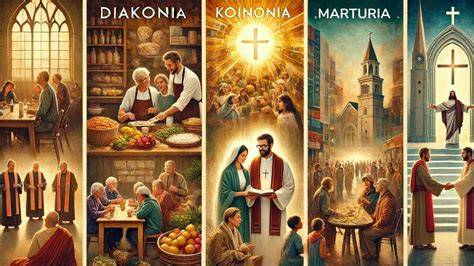 Infografika: Diakonia ako základná služba Cirkvi a jej tri hlavné úlohy (kerygma, leiturgia, diakonia)