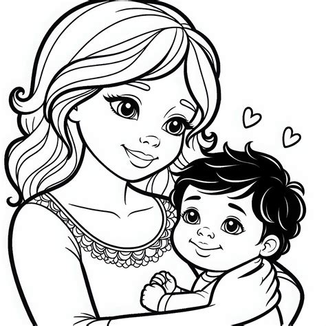 Obrázok na vyfarbenie: Mama a dieťa držia sa za ruky