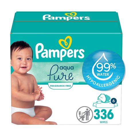 Infografika: Zloženie a hlavné výhody Pampers Aqua Pure (99% voda, 1% čistiace látky, BIO bavlna)