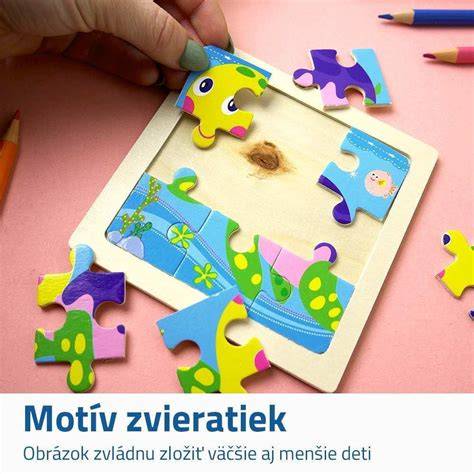 Obrázok pečiatky a drevené puzzle 2v1 pre rozvoj motoriky