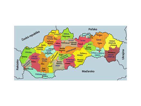 Mapa Slovenska s regiónmi a miestami spomínanými v dokumente