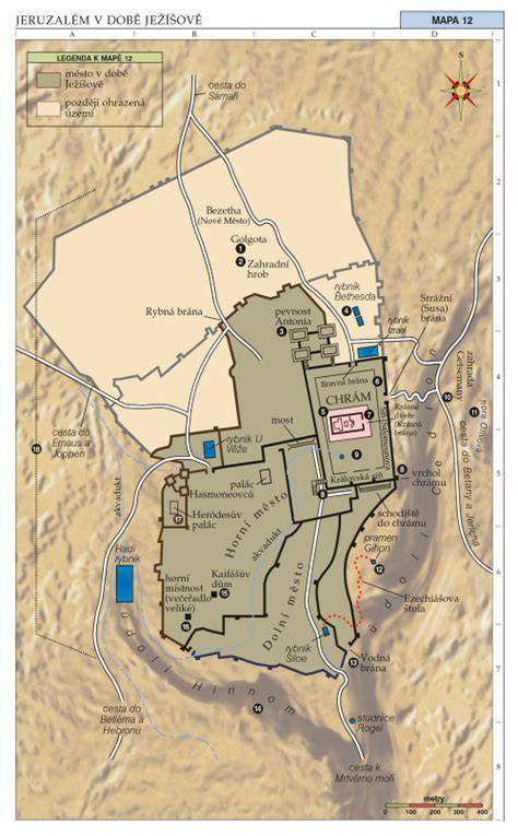 Mapa biblických miest: Nazaret, Egypt, Jeruzalem