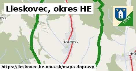 Mapa obce Lieskovec a okolia