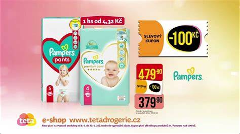 Obrázok s logom Pampers a predajnej ponuky v Teta Drogérii