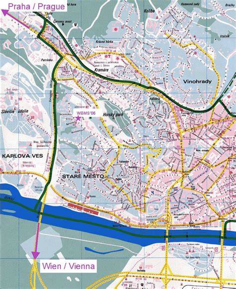 Mapa okolitého priestoru okolo Palkovičovej ulice a hlavné cesty vedúce k jasliam