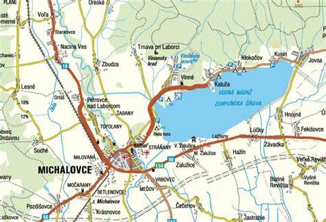 Mapa okresu Michalovce a poloha jaslí na Ulici Alexandra Markuša 2