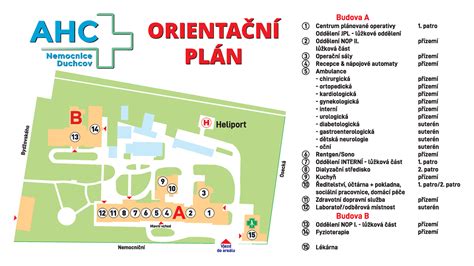 Mapa kontaktov a orientačné schémy areálu nemocnice