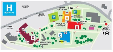 Mapa pavilónu a rozmiestnenie gynekologicko-pôrodníckeho oddelenia