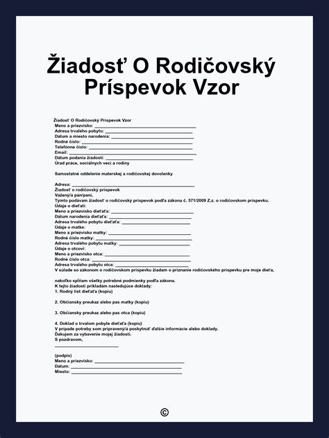 Žiadosť o rodičovský príspevok
