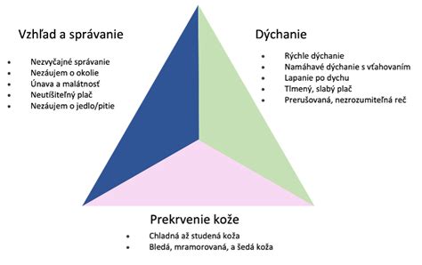 Schéma: Detský hodnotiaci trojuholník - vzhľad, dýchanie, koža