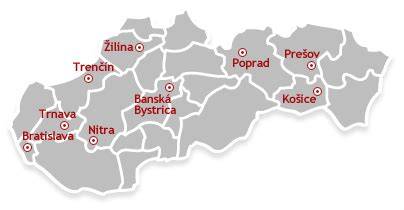 Mapa regiónu Zeleneč a okolie s vyznačením miest konania plesov