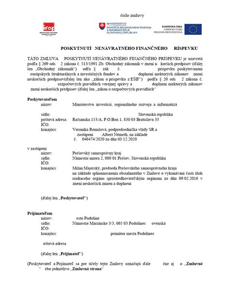 Symbolické znázornenie finančného príspevku