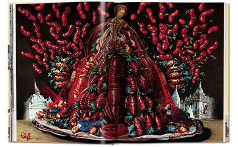Salvador Dalí pri stolovaní, ilustrácia z Les Dîners de Gala