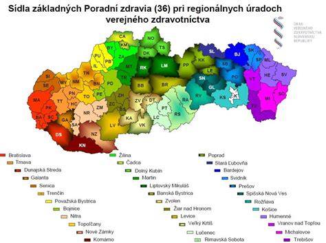 Mapa rezortu a regionálnych úradov verejného zdravotníctva