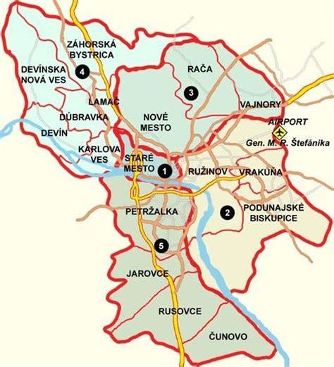 mapa Bratislavy so Slávičím údolím