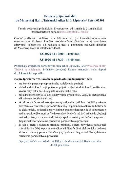 Infografika o procese podávania žiadosti a prijímania detí do zariadenia