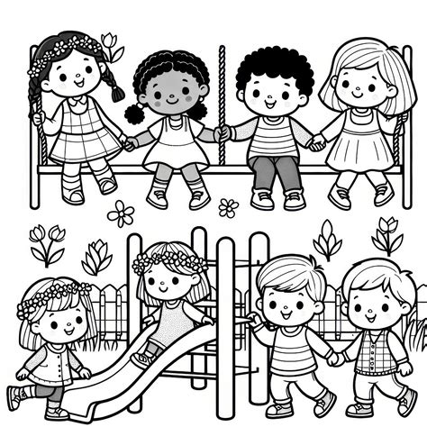 Ilustrácia detí hrajúcich sa na ihrisku
