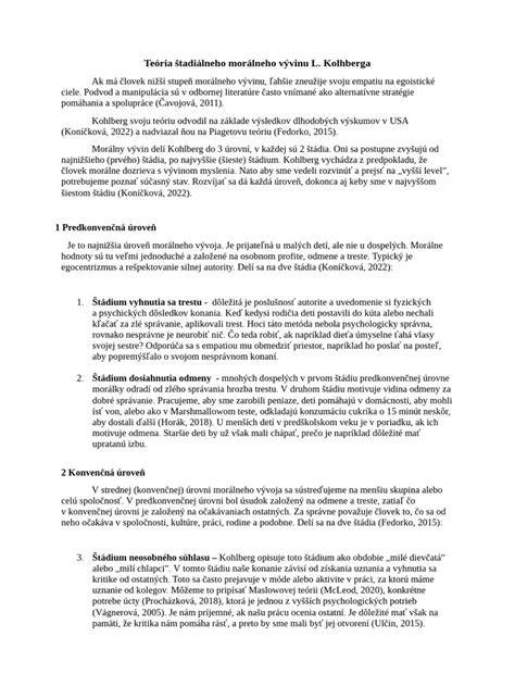 Infografika: Kohlbergove štádiá morálneho vývinu a ich charakteristiky