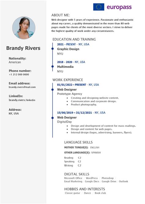 Infografika: Struktúra moderného Europass CV