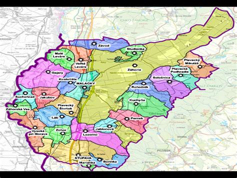 Mapa okresu Pezinok a okolitých obcí