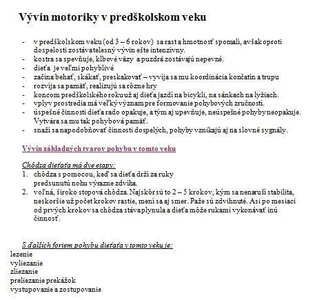 Obrázok znázorňujúci vývin dieťaťa v predškolskom veku: motorika, zmysly, reč a sociálne zručnosti