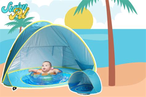 Ilustrácia detského plážového stanu s UV ochranou