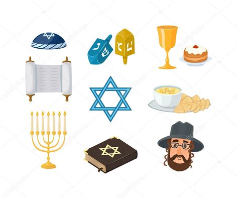 Infografika: Hlavné židovské symboly a ich významy (mezuza, kipah, tefilin, cicit, tanit/techelet, menora, Magen David)