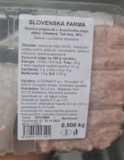 Podmienky prebalovania bravčového mäsa na Slovensku