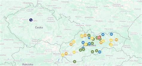 Mapa dostupnosti servisných miest Cybex po Európe