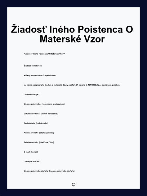 Ilustrácia formulára žiadosti o materské