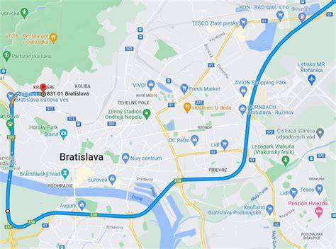 Obrázok: Mapa Bratislavy so zameraním na Kramáre a Medifem