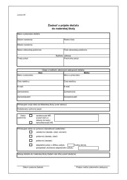 žiadosť o prijatie do materskej školy