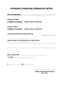 Potvrdenie o zdravotnej spôsobilosti dieťaťa a zmeny v legislatíve