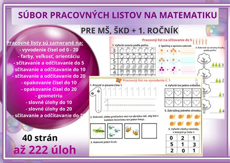 Ukážka rôznych typov pracovných listov pre MŠ