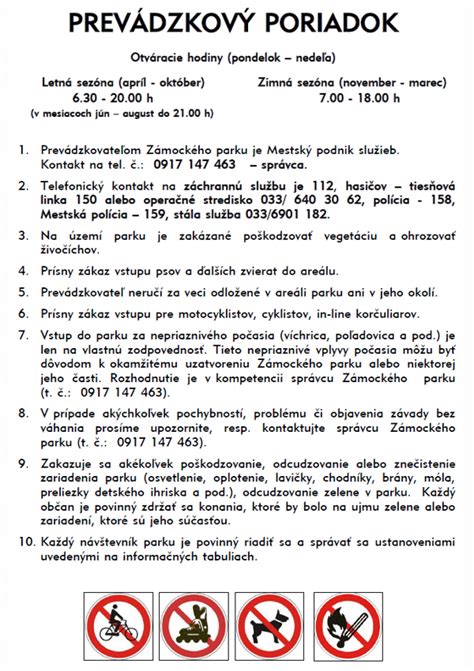 Prevádzkový poriadok pre dennú starostlivosť o dieťa