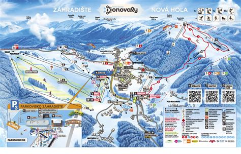 Ilustratívna mapa zimného lyžiarskeho strediska a tipy na výber výstroja