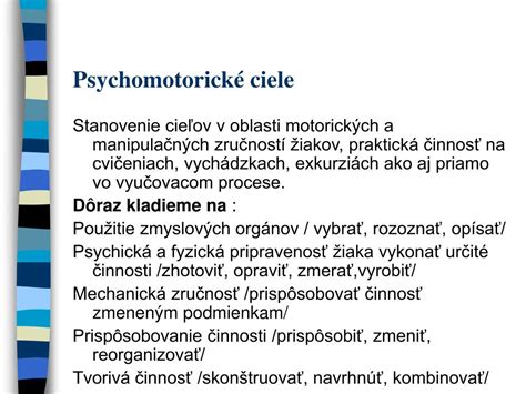 Psychomotorické ciele vo vyučovaní matematiky