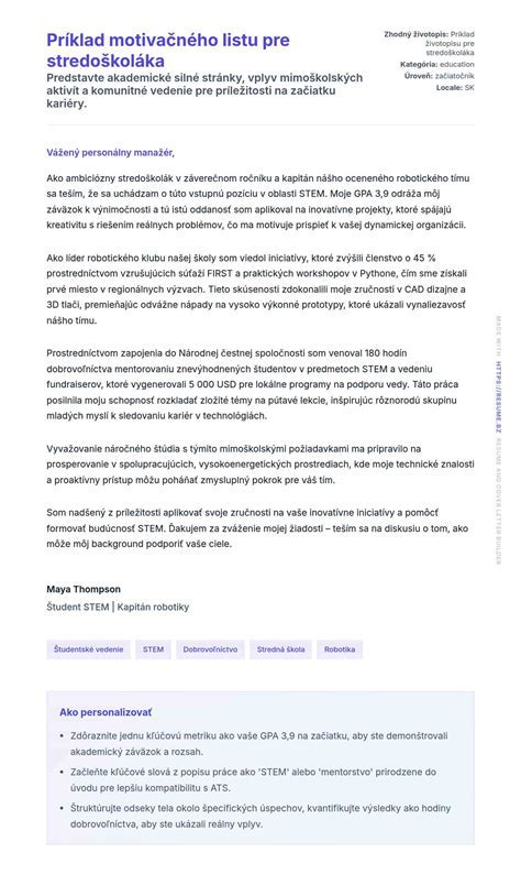 Príklad záznamu študenta s príkladmi personifikácie v texte