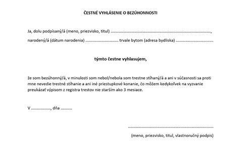 Ako napísať čestné vyhlásenie k žiadosti o rodičovský príspevok vzor