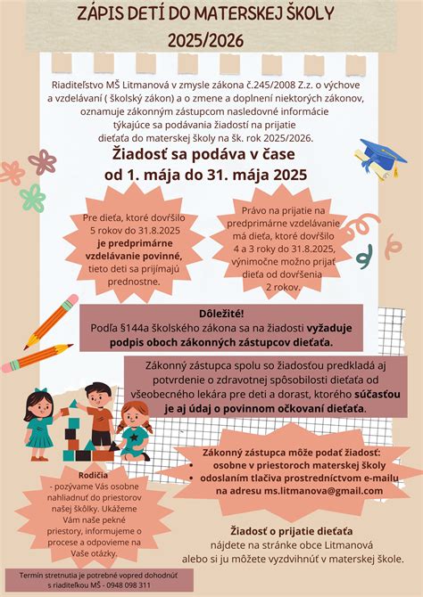 Infografika: Termíny zápisov do materskej školy a pravidlá priorít