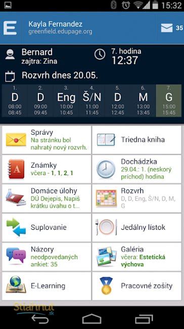 Prehľad funkcií rodičovského konta EduPage