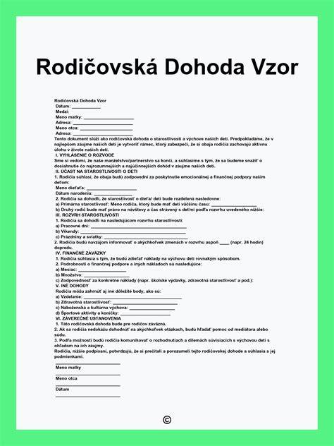 Dohoda o poskytovaní starostlivosti o dieťa vzor a náležitosti: SOS, zverenie a výživné