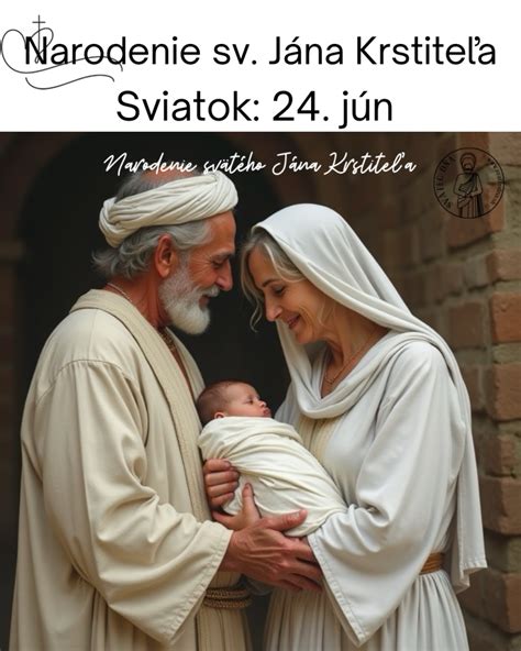 Infografika: Kľúčové momenty narodenia Jána Krstiteľa a symboly (počatie, narodenie, obrezanie, meno Ján, svetlo viery)