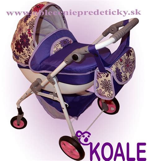 Obrázok kočíka pre bábiky s otočnými kolieskami v ružovo-fialových tóne